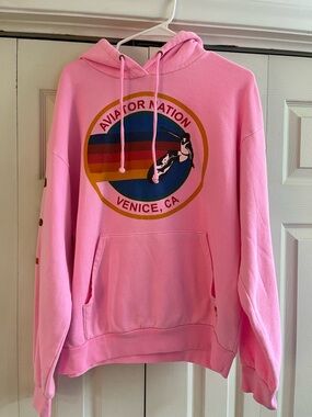 Aviator Nation Pink Hoodie with Retro Venice Graphic